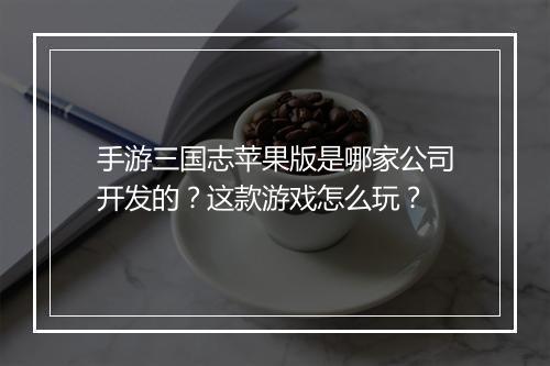 手游三国志苹果版是哪家公司开发的？这款游戏怎么玩？
