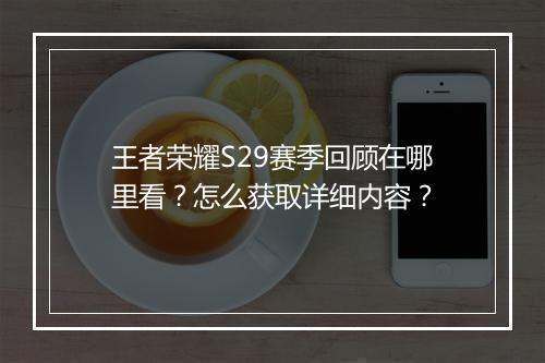 王者荣耀S29赛季回顾在哪里看？怎么获取详细内容？