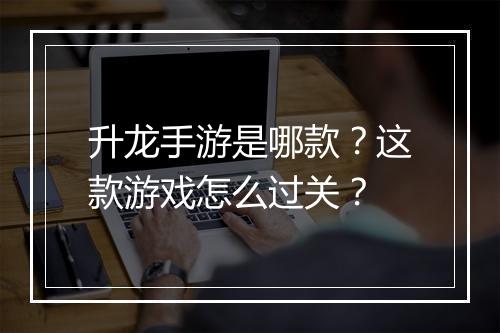 升龙手游是哪款？这款游戏怎么过关？