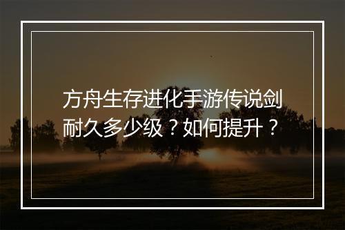 方舟生存进化手游传说剑耐久多少级？如何提升？