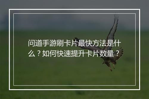 问道手游刷卡片最快方法是什么？如何快速提升卡片数量？