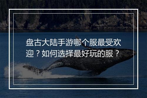 盘古大陆手游哪个服最受欢迎？如何选择最好玩的服？