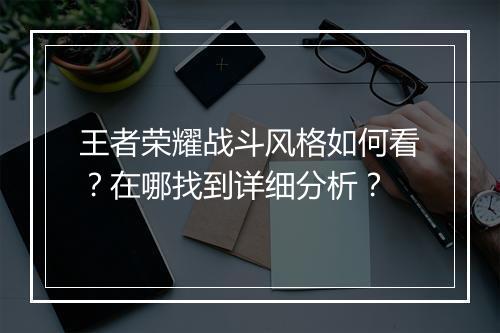 王者荣耀战斗风格如何看？在哪找到详细分析？