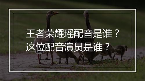 王者荣耀瑶配音是谁？这位配音演员是谁？