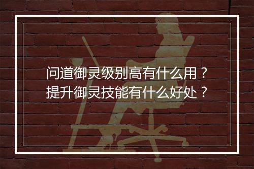 问道御灵级别高有什么用？提升御灵技能有什么好处？