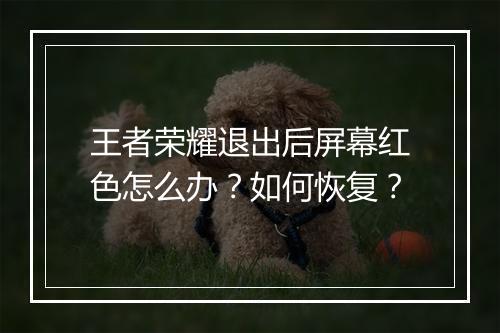 王者荣耀退出后屏幕红色怎么办？如何恢复？