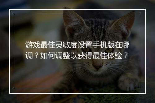 游戏最佳灵敏度设置手机版在哪调?如何调整以获得最佳体验?