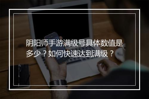 阴阳师手游满级号具体数值是多少？如何快速达到满级？