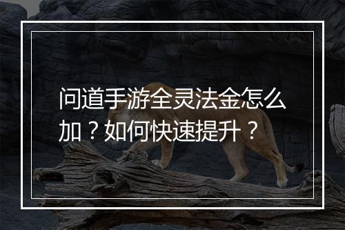 问道手游全灵法金怎么加？如何快速提升？