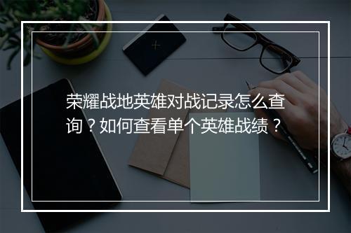 荣耀战地英雄对战记录怎么查询？如何查看单个英雄战绩？