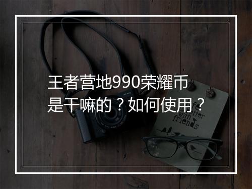 王者营地990荣耀币是干嘛的？如何使用？