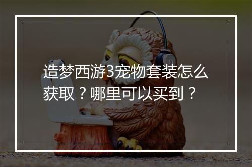 造梦西游3宠物套装怎么获取?哪里可以买到?