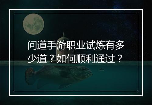 问道手游职业试炼有多少道？如何顺利通过？