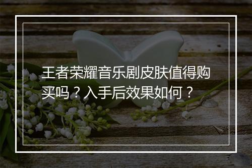 王者荣耀音乐剧皮肤值得购买吗？入手后效果如何？