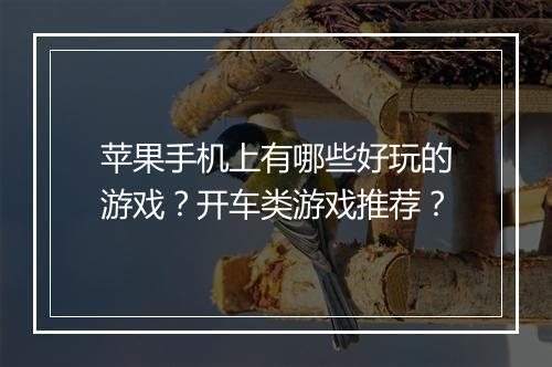 苹果手机上有哪些好玩的游戏？开车类游戏推荐？