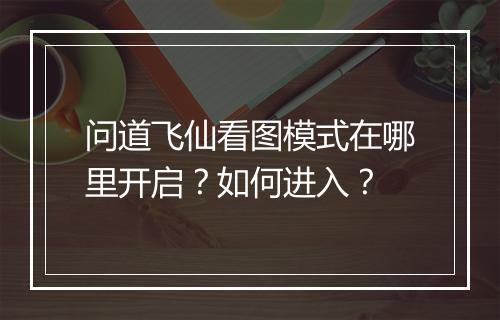 问道飞仙看图模式在哪里开启？如何进入？