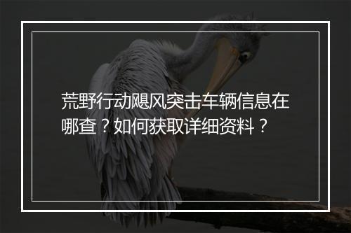 荒野行动飓风突击车辆信息在哪查？如何获取详细资料？