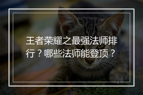 王者荣耀之最强法师排行？哪些法师能登顶？