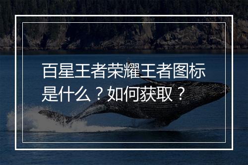 百星王者荣耀王者图标是什么?如何获取?
