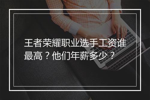 王者荣耀职业选手工资谁最高?他们年薪多少?