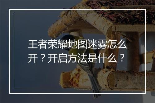 王者荣耀地图迷雾怎么开？开启方法是什么？