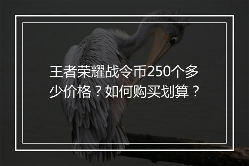 王者荣耀战令币250个多少价格？如何购买划算？