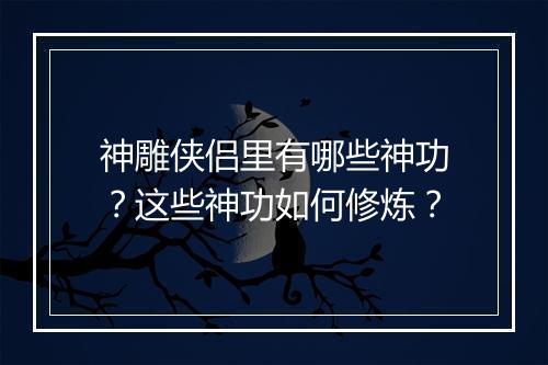 神雕侠侣里有哪些神功？这些神功如何修炼？
