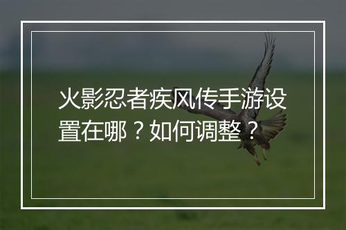 火影忍者疾风传手游设置在哪？如何调整？