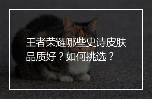 王者荣耀哪些史诗皮肤品质好？如何挑选？