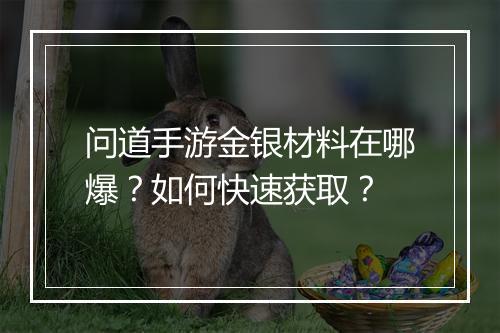 问道手游金银材料在哪爆？如何快速获取？