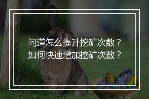 问道怎么提升挖矿次数？如何快速增加挖矿次数？