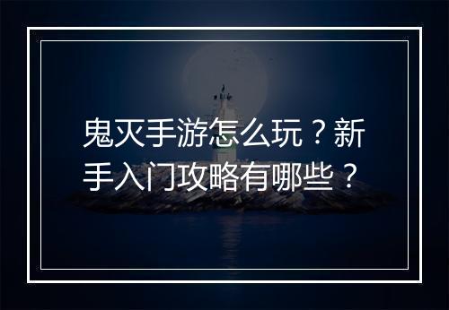 鬼灭手游怎么玩？新手入门攻略有哪些？