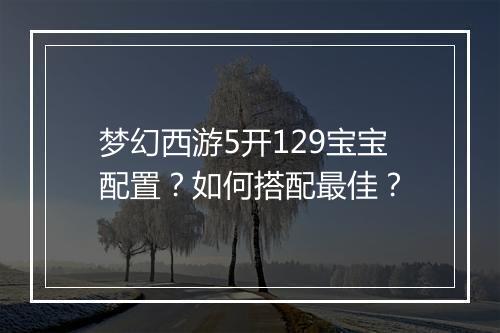 梦幻西游5开129宝宝配置？如何搭配最佳？