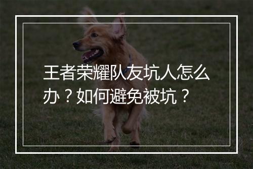 王者荣耀队友坑人怎么办？如何避免被坑？