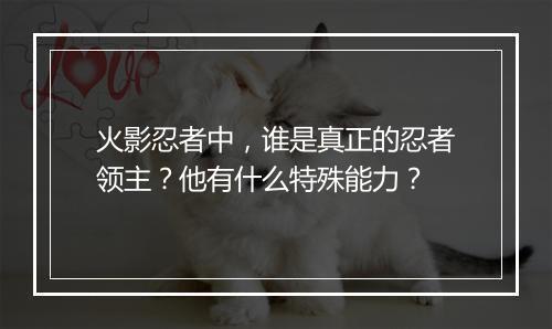 火影忍者中，谁是真正的忍者领主？他有什么特殊能力？