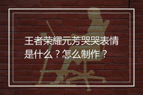 王者荣耀元芳哭哭表情是什么？怎么制作？