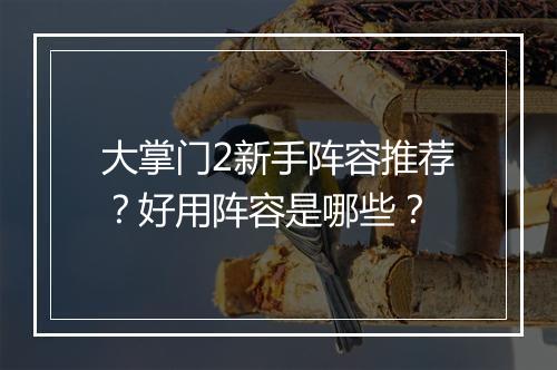 大掌门2新手阵容推荐？好用阵容是哪些？