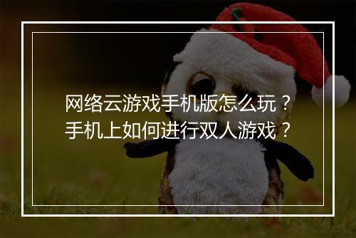 网络云游戏手机版怎么玩？手机上如何进行双人游戏？