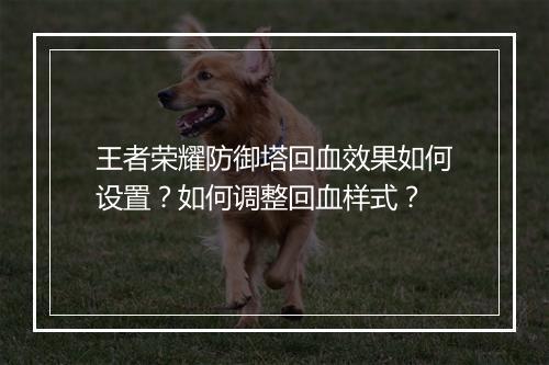 王者荣耀防御塔回血效果如何设置？如何调整回血样式？
