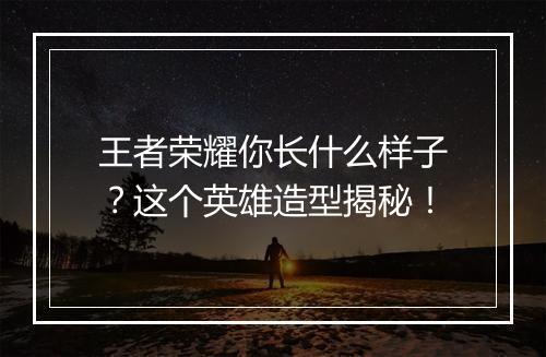 王者荣耀你长什么样子？这个英雄造型揭秘！